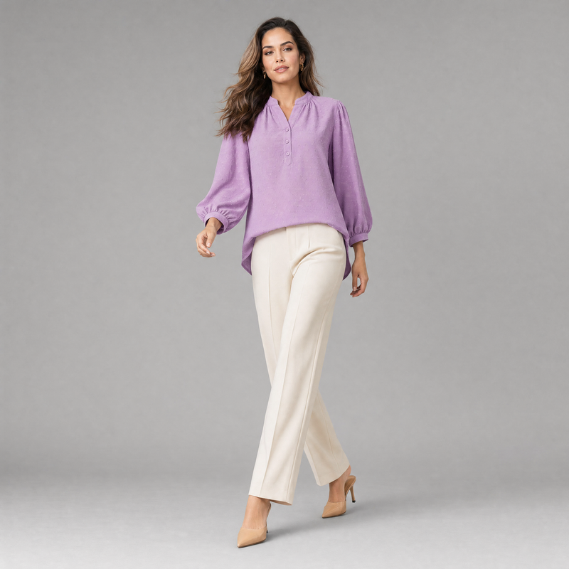 Silk Patchwork Blouse | Women's Long Sleeve Fashion Top