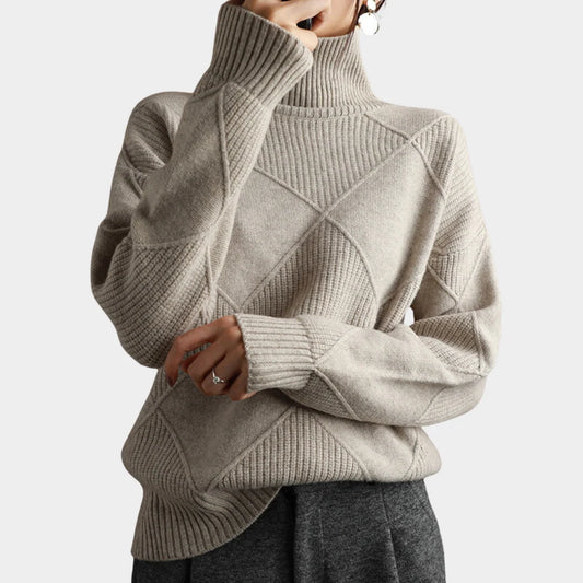 Women's Cozy Checked Turtleneck Sweater 0