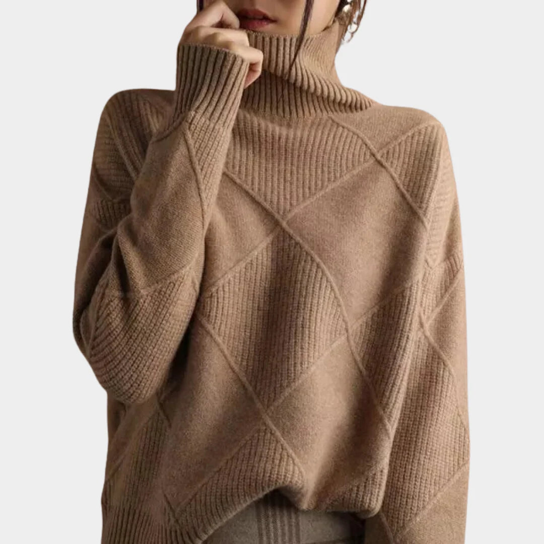 Women's Cozy Checked Turtleneck Sweater 1