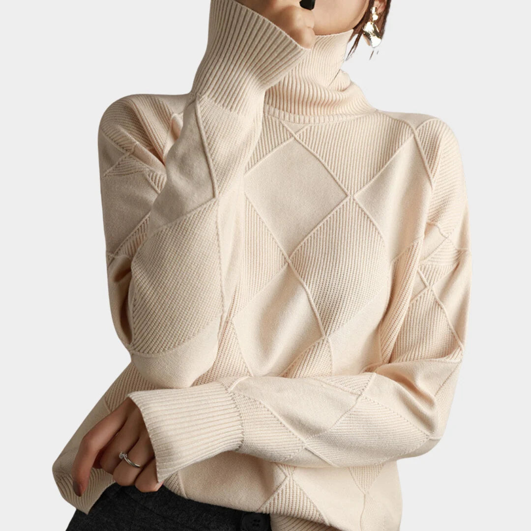 Women's Cozy Checked Turtleneck Sweater 2