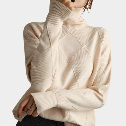 Women's Cozy Checked Turtleneck Sweater 2