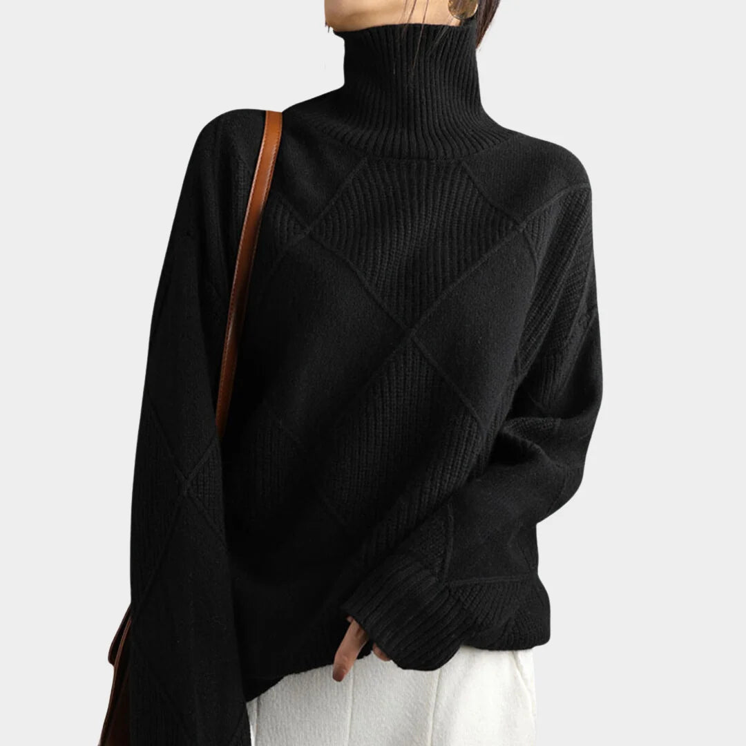 Women's Cozy Checked Turtleneck Sweater 3