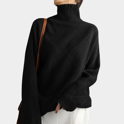 Women's Cozy Checked Turtleneck Sweater 3