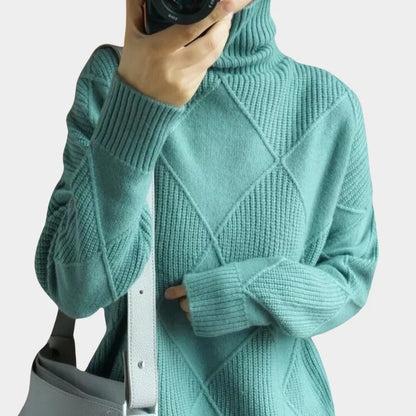 Women's Cozy Checked Turtleneck Sweater 4