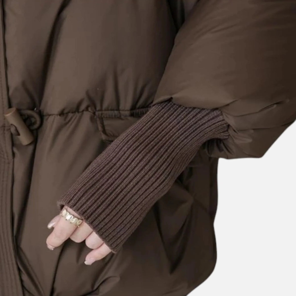 Women's Cozy Faux Fur Collar Ribbed Sleeve Jacket 3
