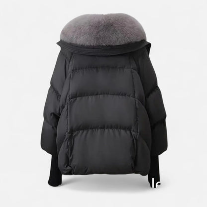 Women's Cozy Faux Fur Collar Ribbed Sleeve Jacket 6