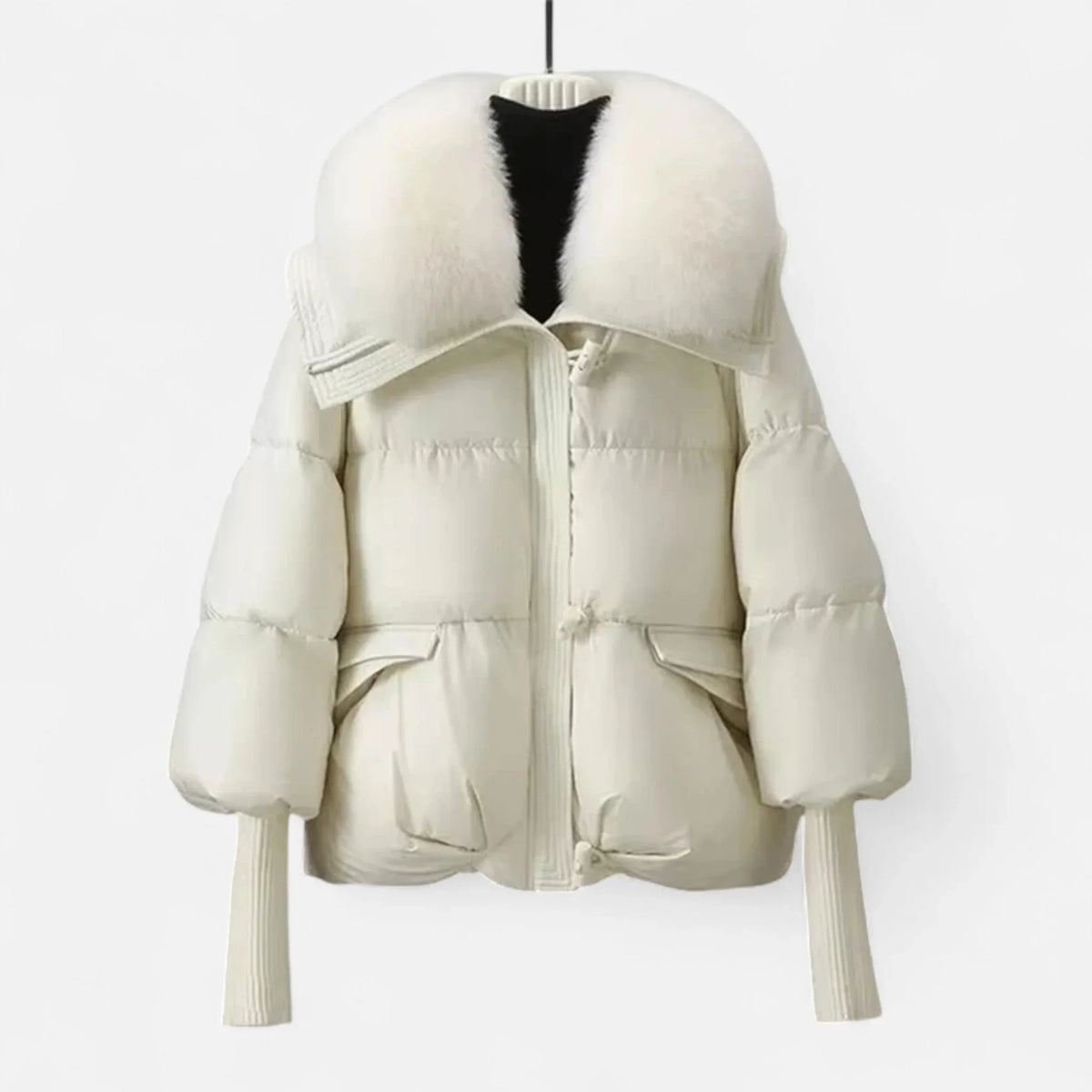 Women's Cozy Faux Fur Collar Ribbed Sleeve Jacket 7
