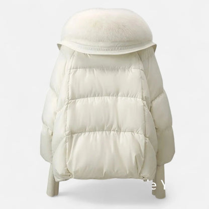 Women's Cozy Faux Fur Collar Ribbed Sleeve Jacket 8