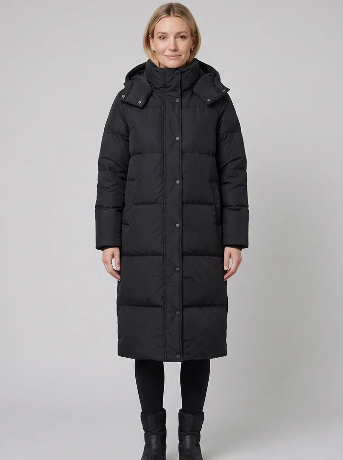 Women's Cozy Hooded Longline Quilted Puffer Coat 1