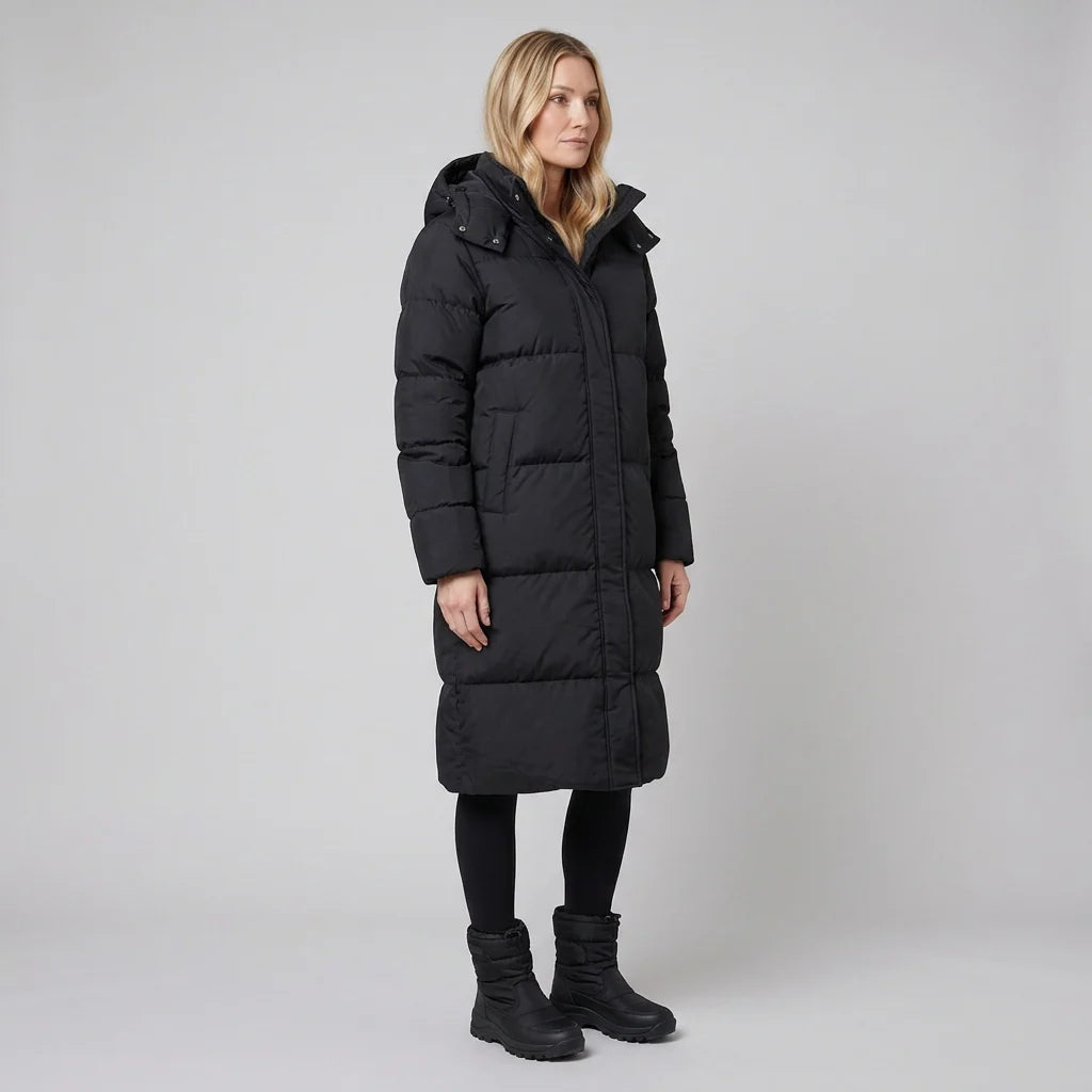 Women's Cozy Hooded Longline Quilted Puffer Coat 2