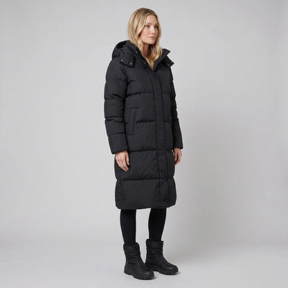 Women's Cozy Hooded Longline Quilted Puffer Coat 2