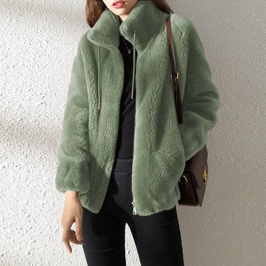 Women's Cozy Loose Fit Zip-Up Winter Jacket