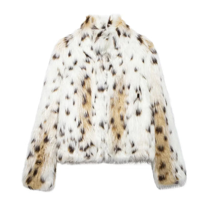 Women's Cozy Oversized Animal Print Faux Fur Winter Coat 9