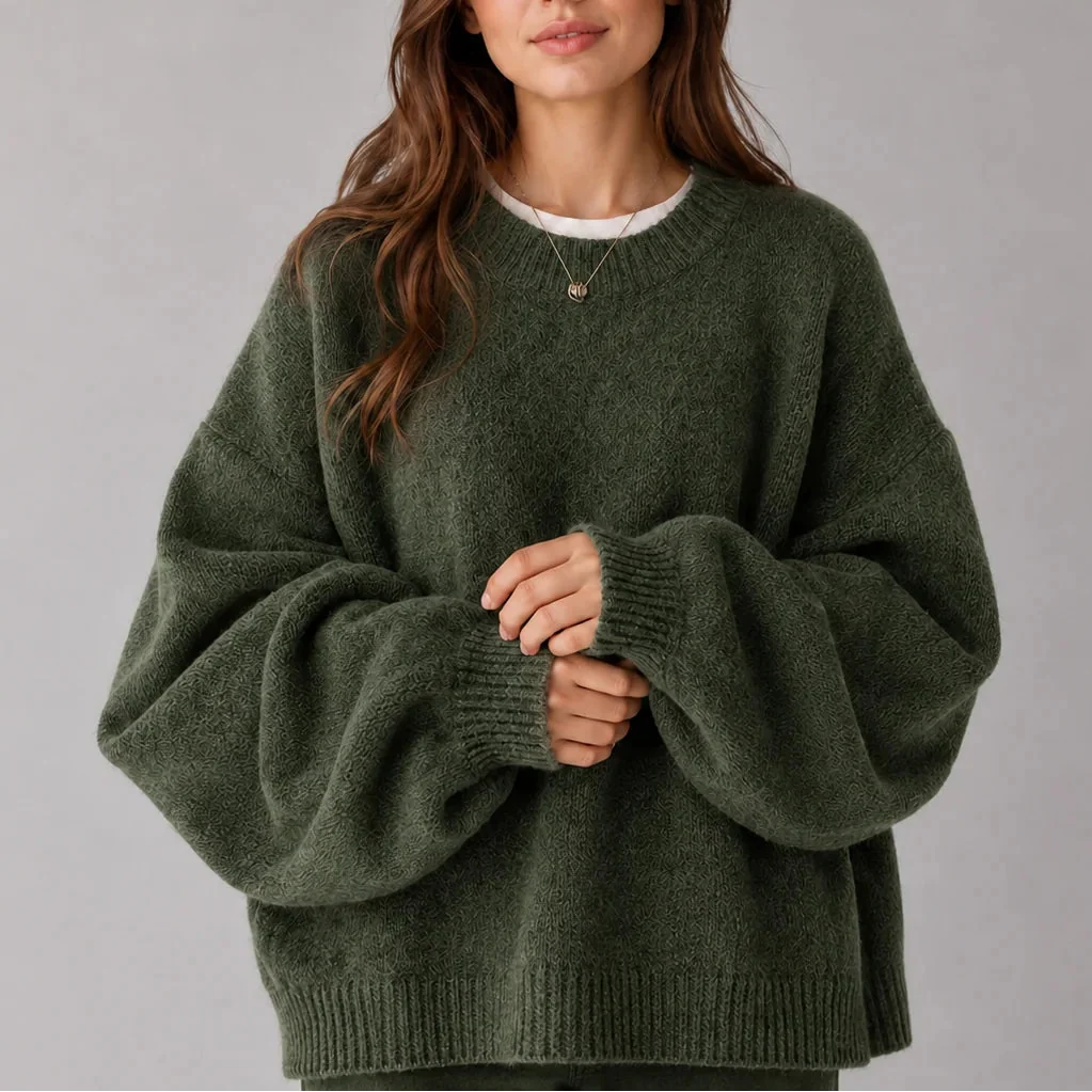 Women's Cozy Oversized Balloon Sleeve Sweater 4
