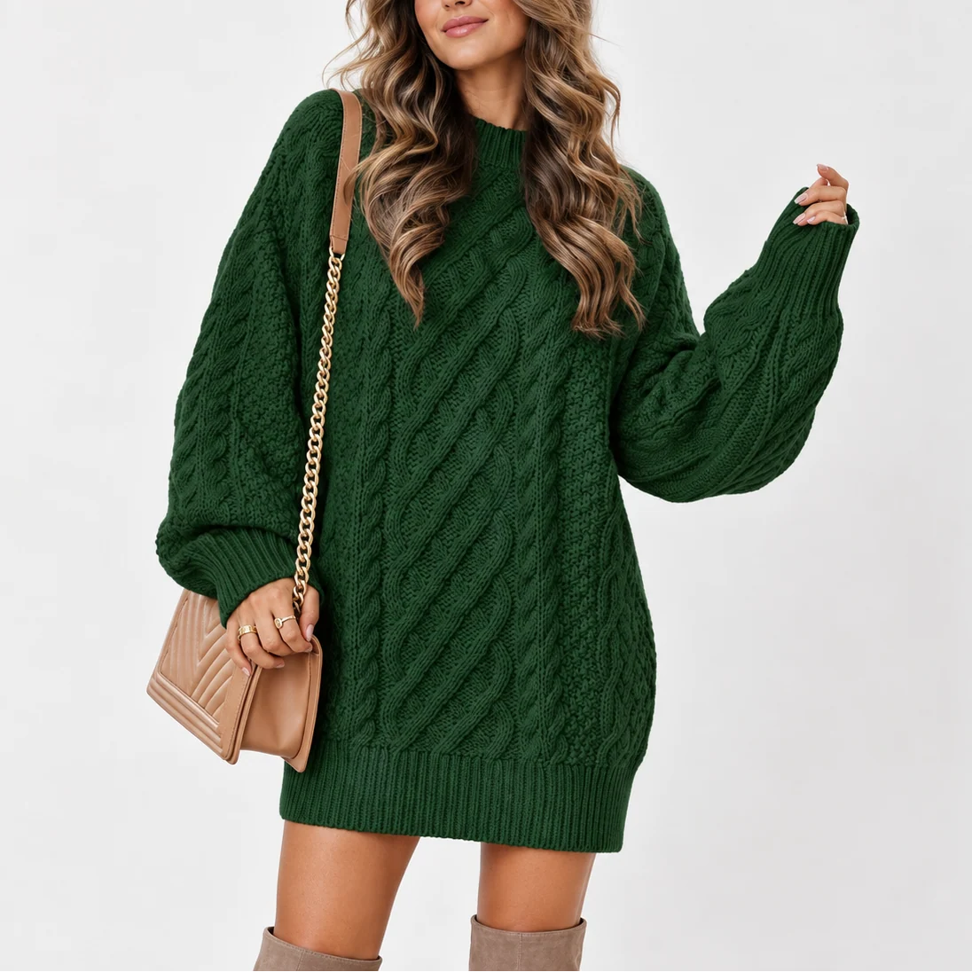 Women's Cozy Oversized Cable-Knit Sweater 2