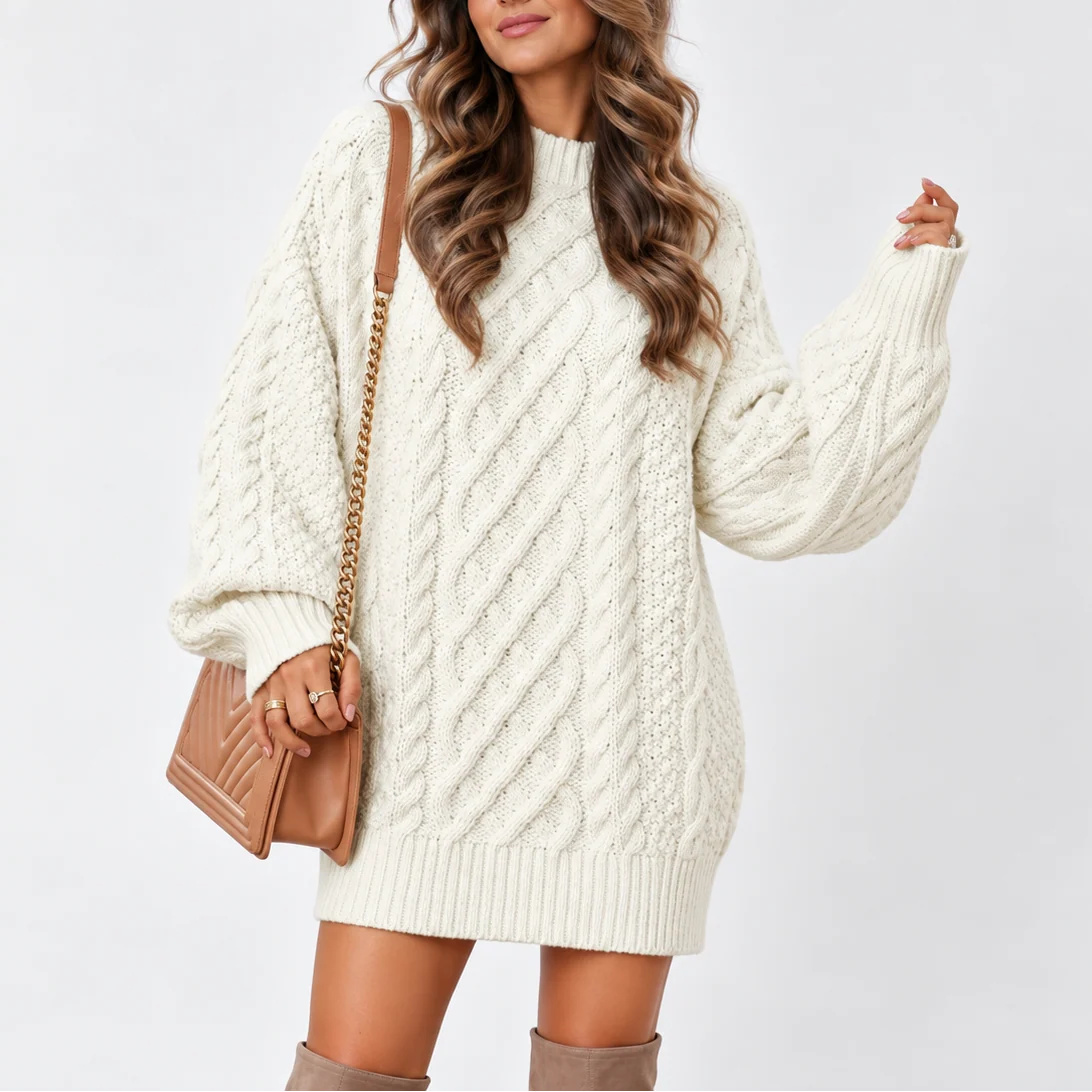 Women's Cozy Oversized Cable-Knit Sweater 5