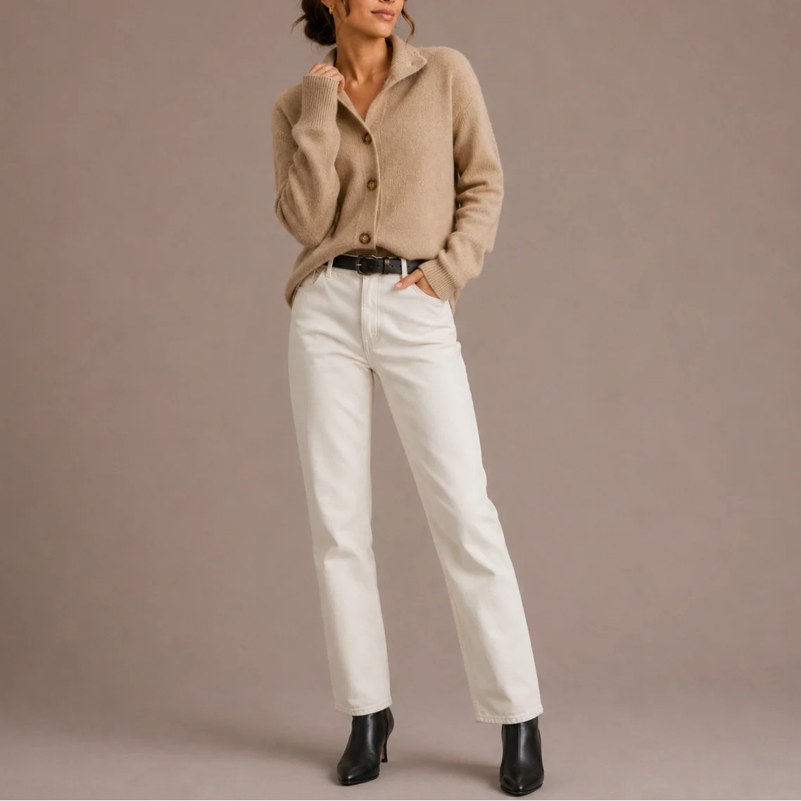 Women's Cozy Relaxed Fit Button-Up Cardigan 3