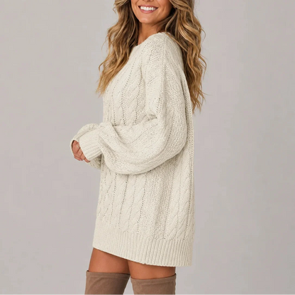 Women's Cozy Relaxed Fit Cable-Knit Sweater Dress 1