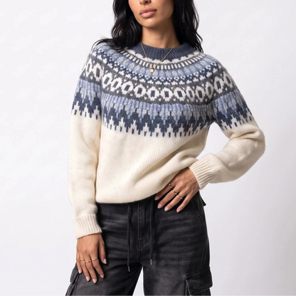 Women's Cozy V-Neck Fair Isle Knit Jumper 0
