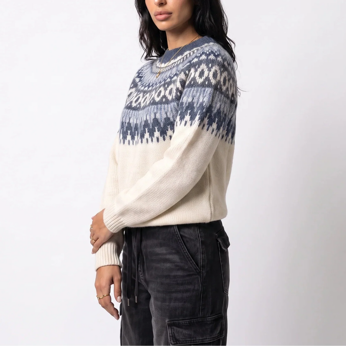 Women's Cozy V-Neck Fair Isle Knit Jumper 2