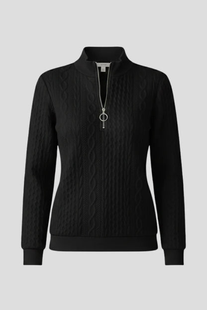 Women's Cozy Zip-Up Cable-Knit Jumper