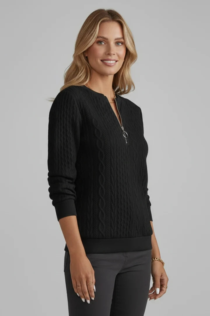 Women's Cozy Zip-Up Cable-Knit Jumper