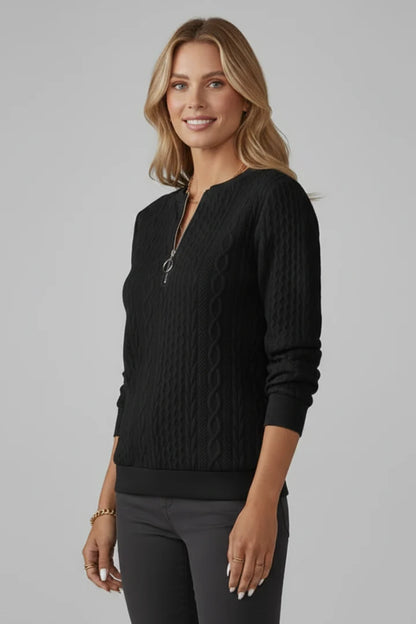 Women's Cozy Zip-Up Cable-Knit Jumper
