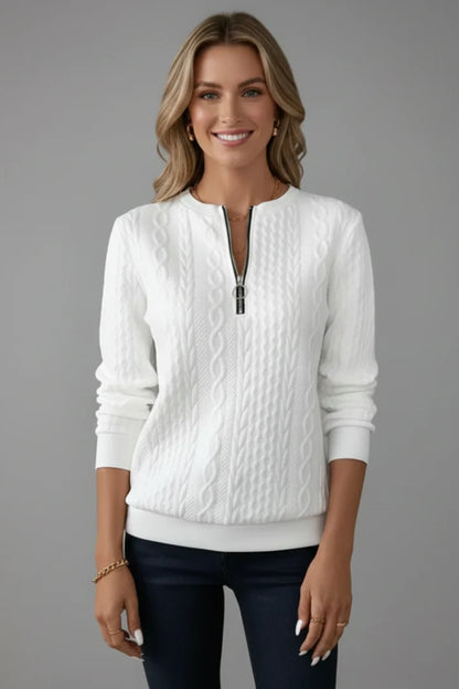 Women's Cozy Zip-Up Cable-Knit Jumper