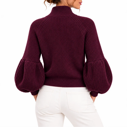 Women's Elegant Cropped Puff Sleeve Cardigan 3
