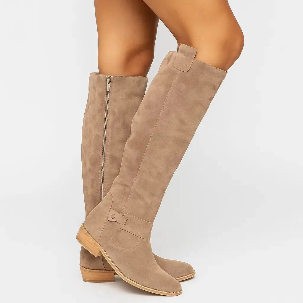 Women's comfortable knee high side zipper boots
