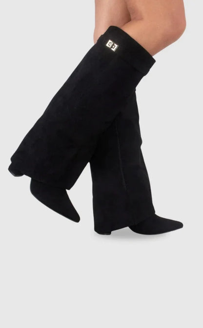 Women's Elegant Metallic Detail Suede Boots