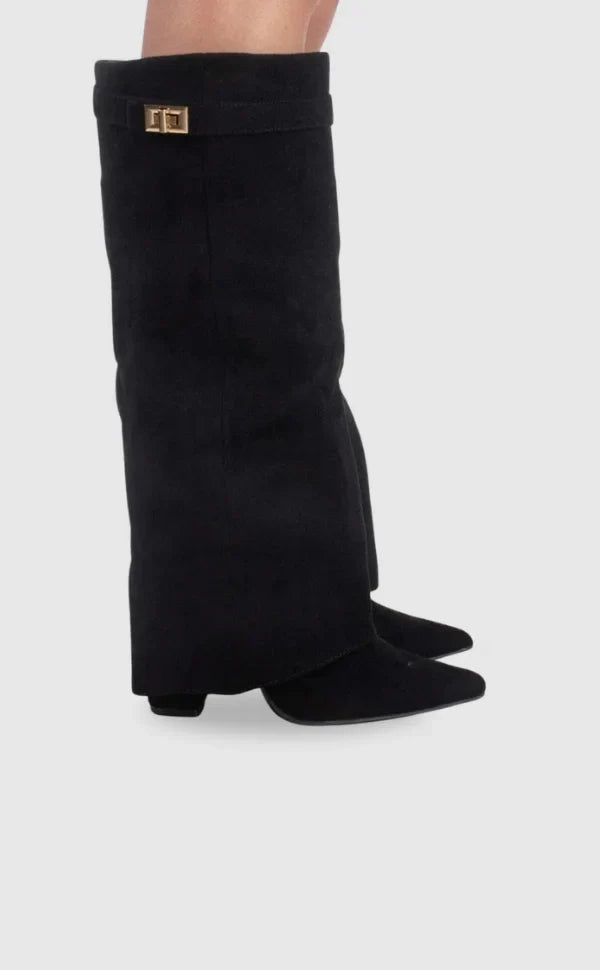 Women's Elegant Metallic Detail Suede Boots