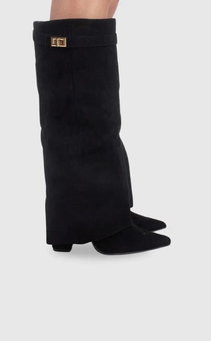 Women's Elegant Metallic Detail Suede Boots