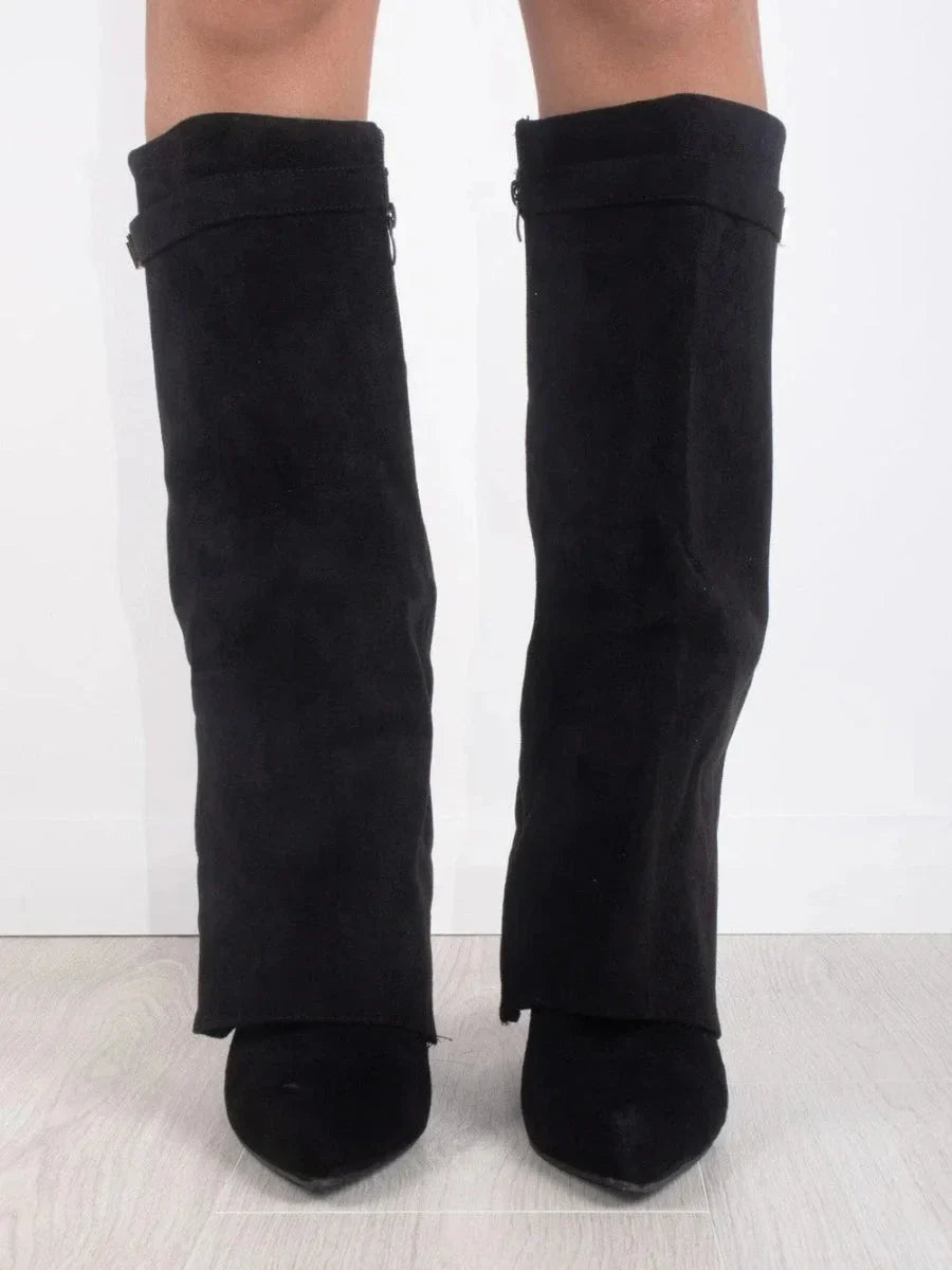 Women's Elegant Metallic Detail Suede Boots