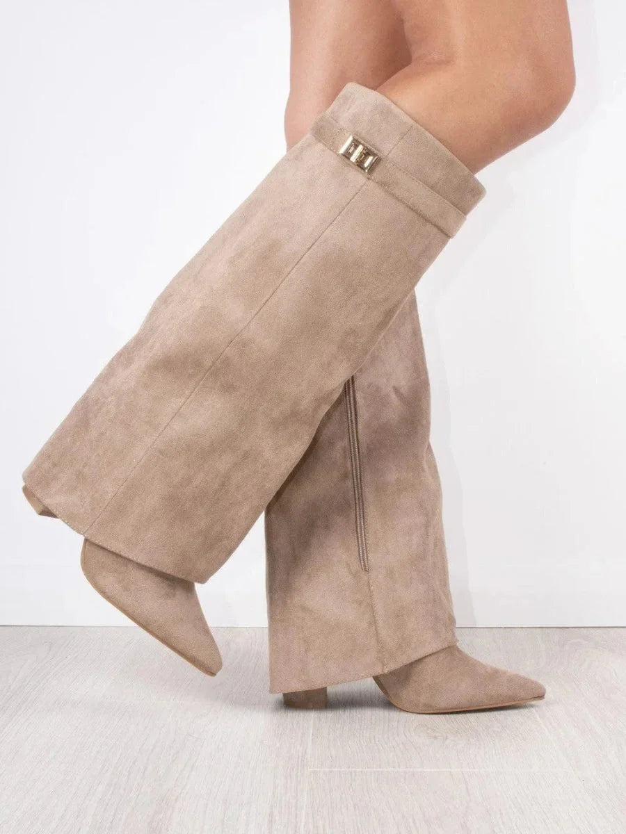 Women's Elegant Metallic Detail Suede Boots