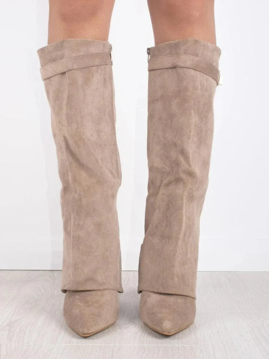 Women's Elegant Metallic Detail Suede Boots