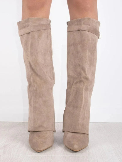Women's Elegant Metallic Detail Suede Boots