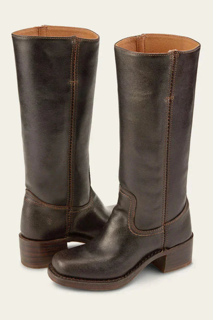 Women's Elegant Mid-Calf Stacked Block Heel Boots 7