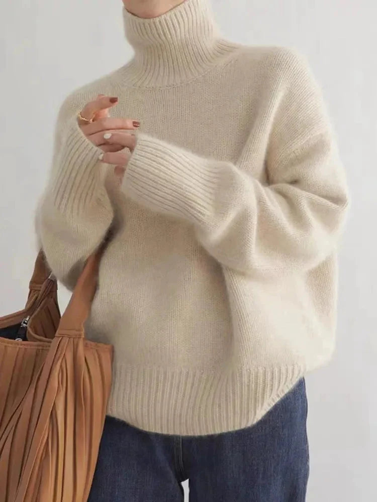 Women's Elegant Ribbed Roll-Neck Sweater 0