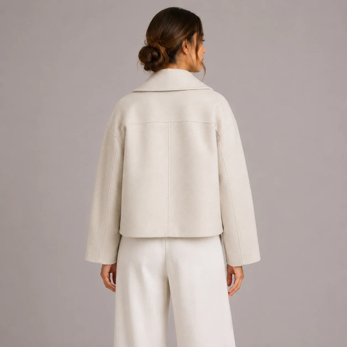 Women's Elegant Tailored Double-Breasted Cropped Jacket 1