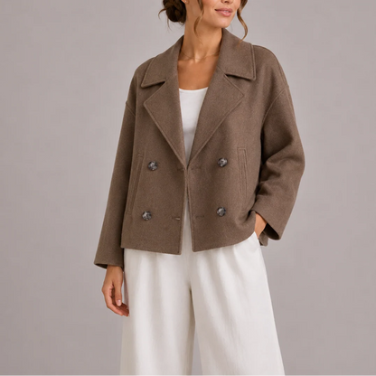 Women's Elegant Tailored Double-Breasted Cropped Jacket 2