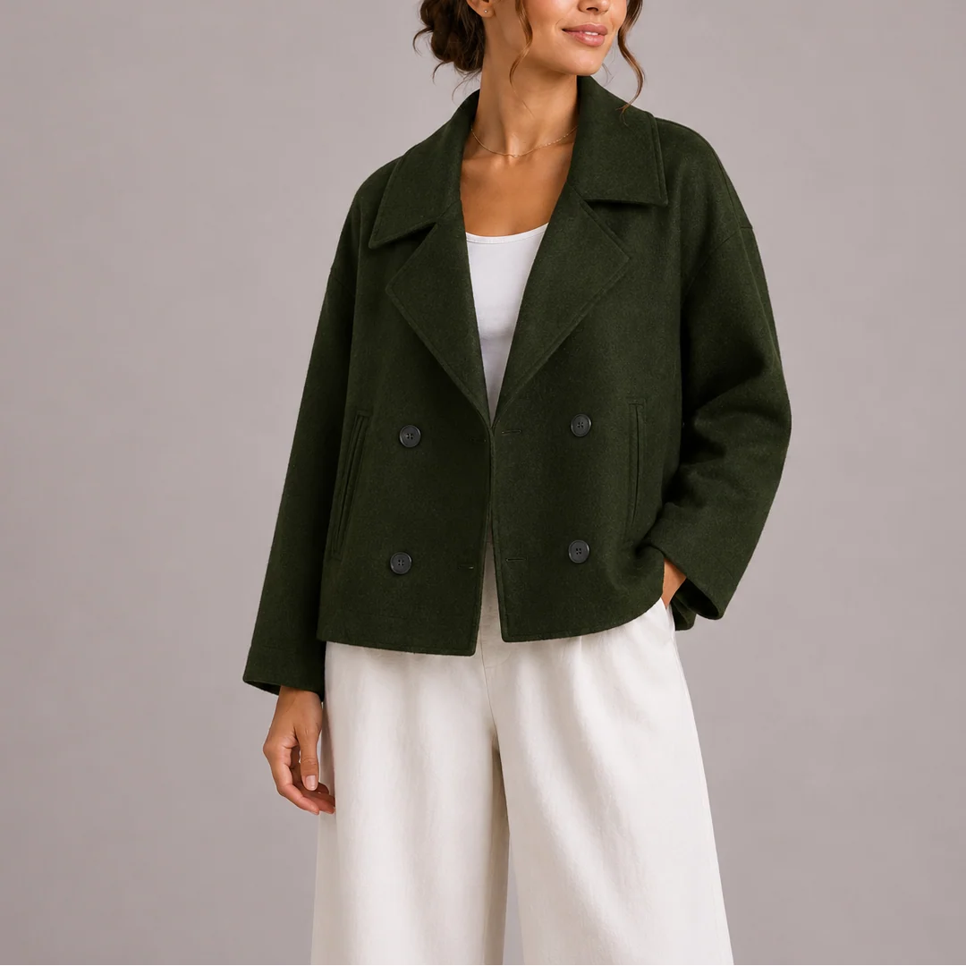 Women's Elegant Tailored Double-Breasted Cropped Jacket 3