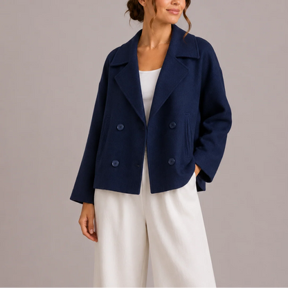 Women's Elegant Tailored Double-Breasted Cropped Jacket 4