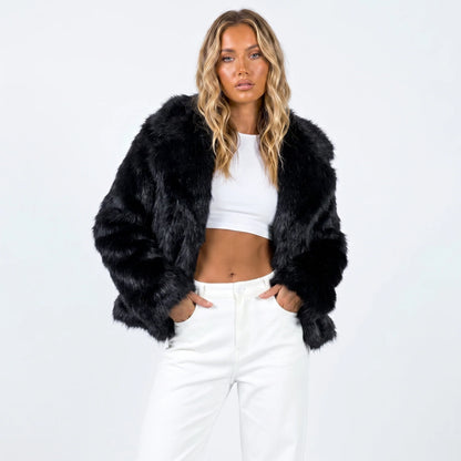 Women's Elegant Zip-Up Faux Fur Jacket 3